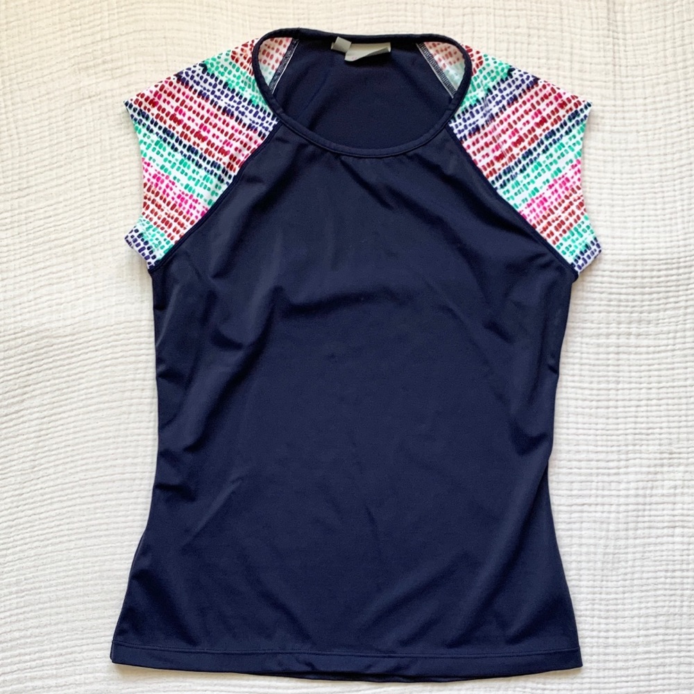 Athleta short sleeve workout top small blue